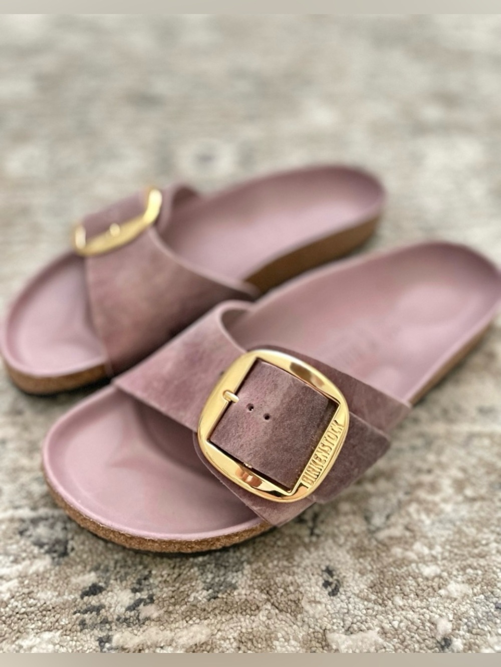 Birkenstock Madrid Big Buckle Slide Sandals Lavender Purple Gold Exquisite Rare - Picture 1 of 7